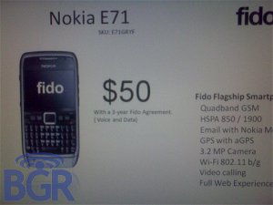 Fido 2009 line-up: Nokia E71