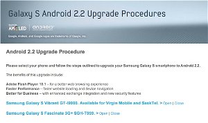 Froyo upgrade for Samsung Galaxy S Fascinate Vibrant