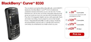 Virgin Mobile lowers price of BlackBerry Curve 8330 to $39.99