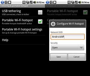 Android 2.2 USB, WiFi Tethering